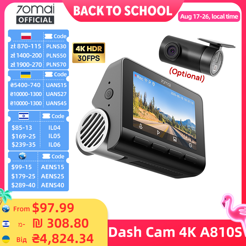 Home Cinema Blu Ray Sony - 70mai Dash Cam A810S 4K HDR
