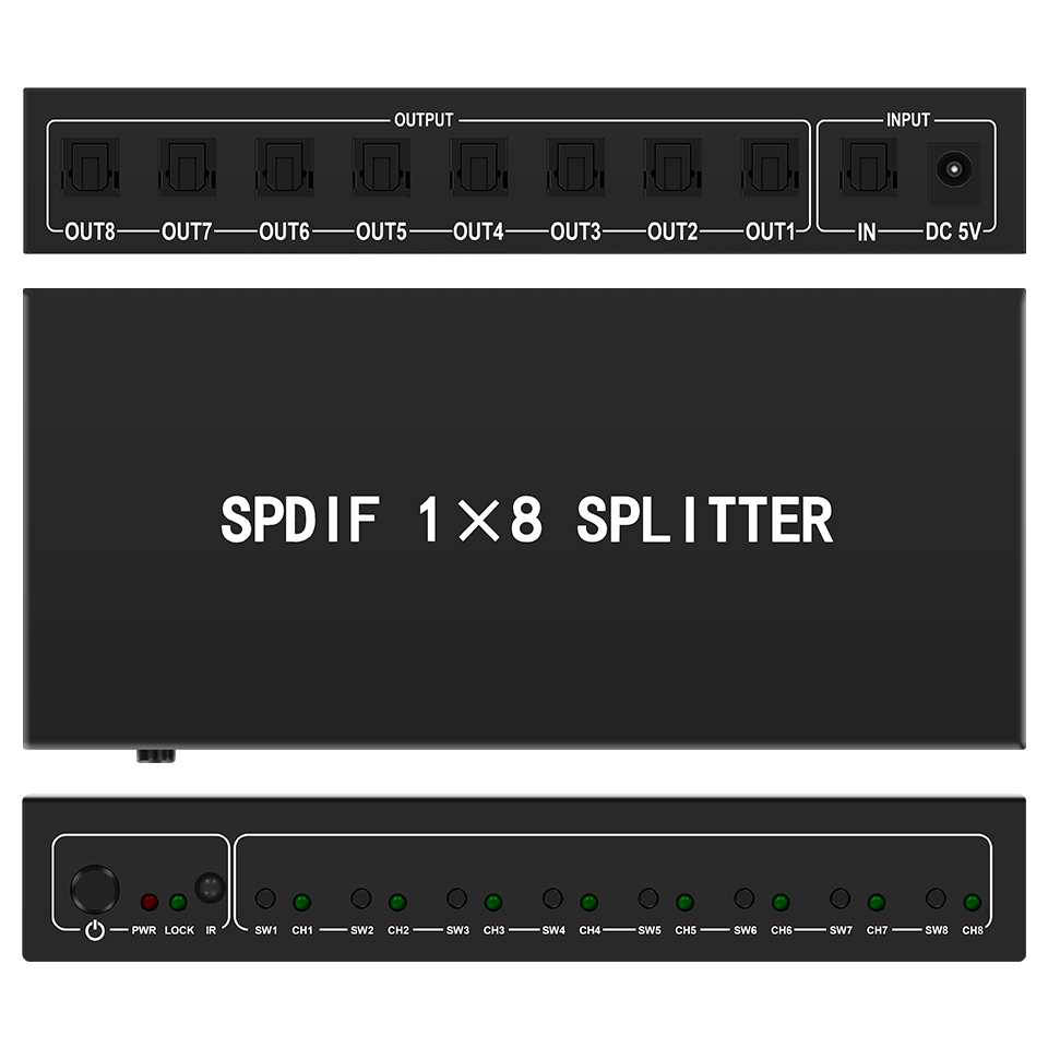 Home Cinema Hall - Optical Audio Splitter,1 in 8 Out