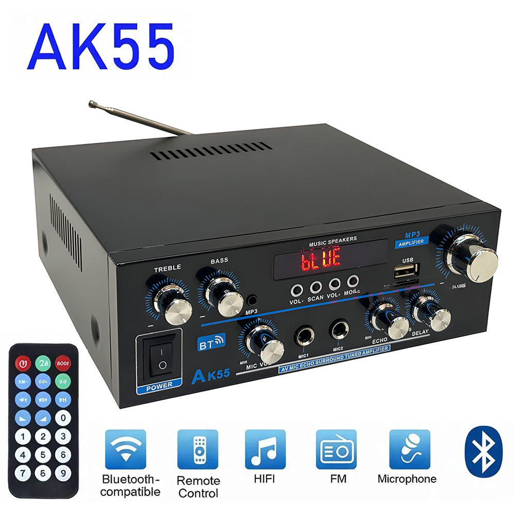 Home Cinema Receiver - AK55 HiFi Digital Amplifier Channel 2.0