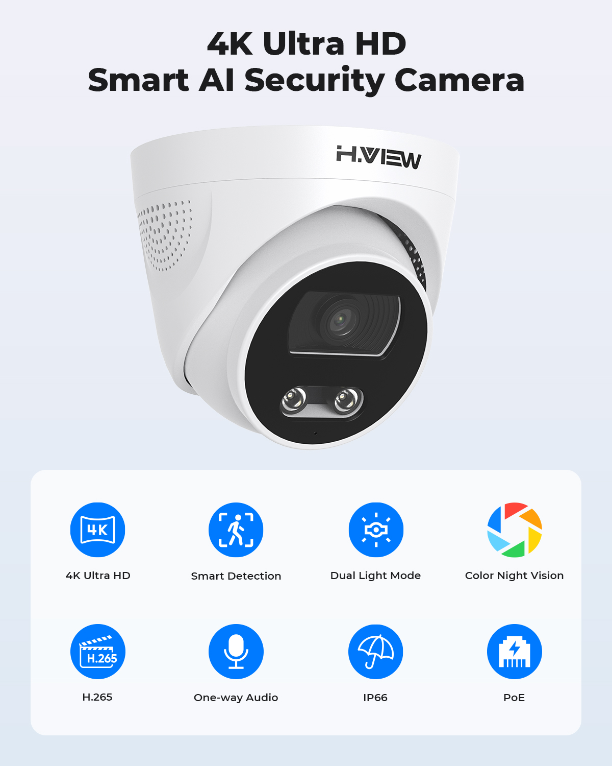 H.View 8Mp Poe Ip Camera Ai Fa - Home Cinema Outdoor review and price