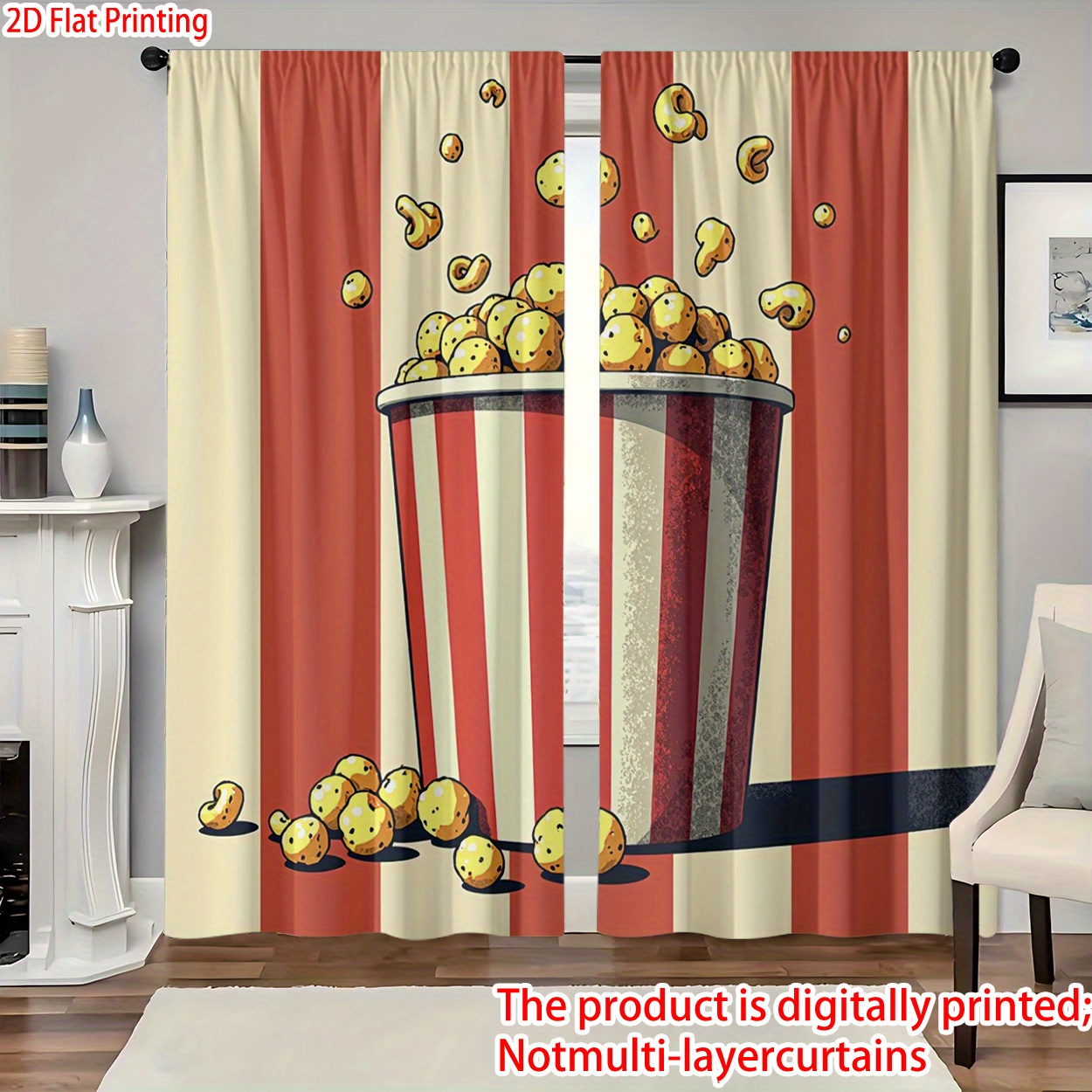 3D Popcorn Bucket Curtain, Ret - Home Cinema Kids review and price