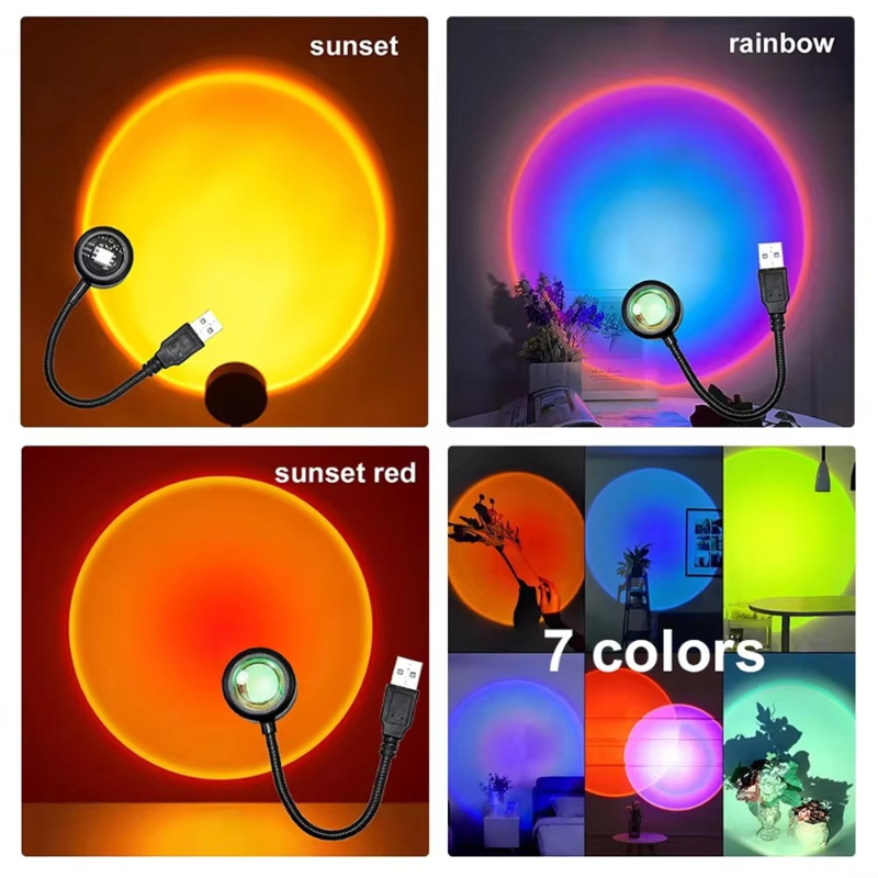 1-4pcs Sunset Lamp LED Rainbow - Home Cinema Led Projector review and price