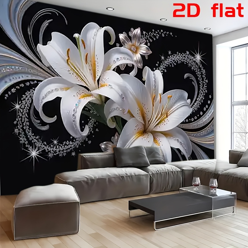 Luxurious White Lilies Floral  - Home Cinema Wall review and price