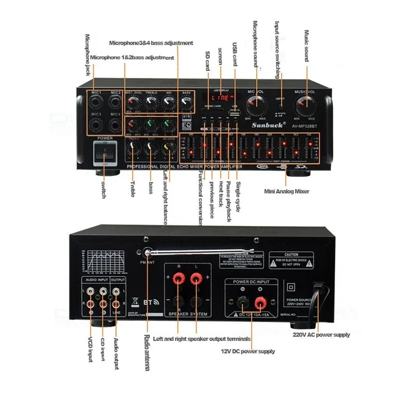 2000W bluetooth Audio Power Am - Home Cinema Receiver review and price