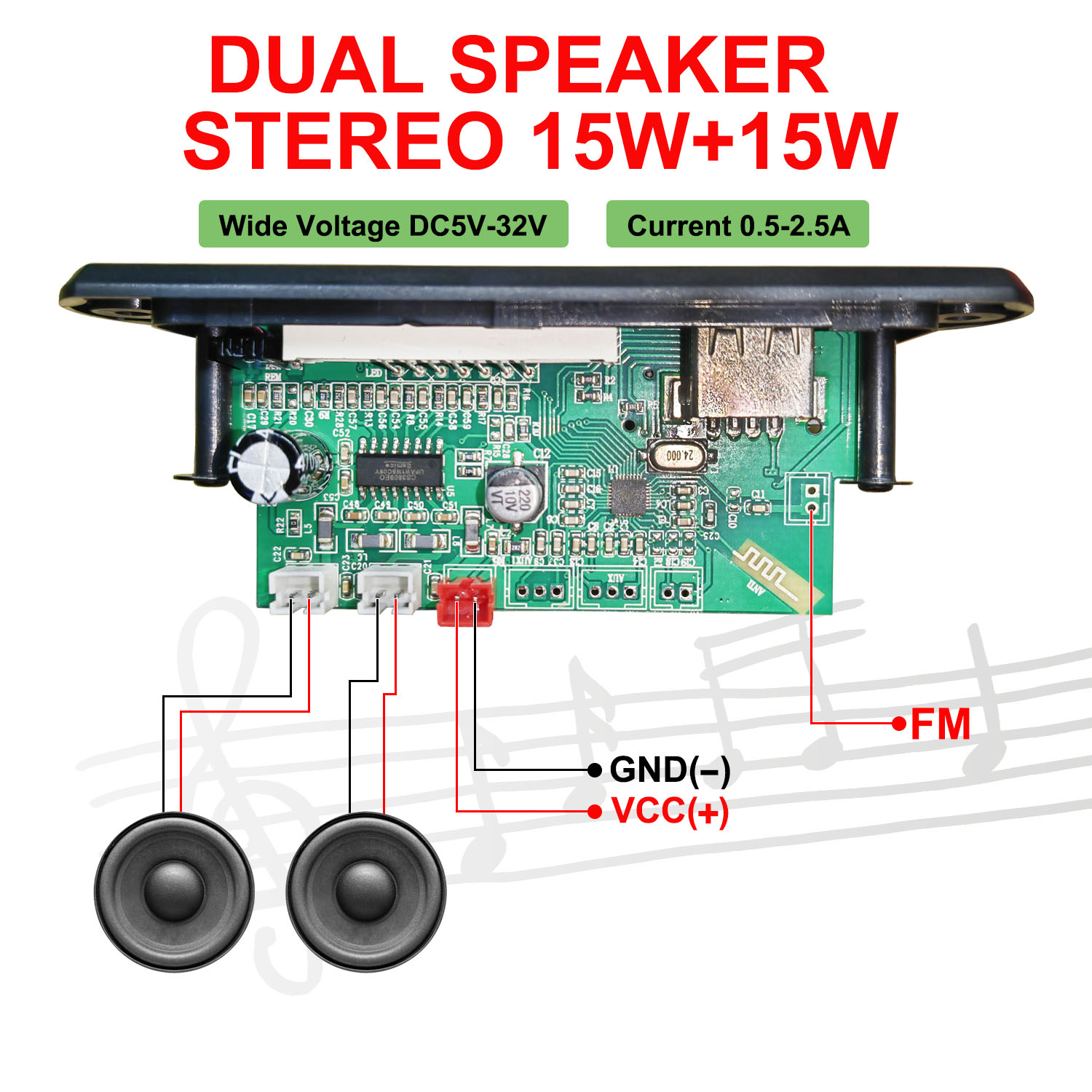 DC 5V-32V 30W Bluetooth5.0 Amp - Surround Sound Decoder review and price