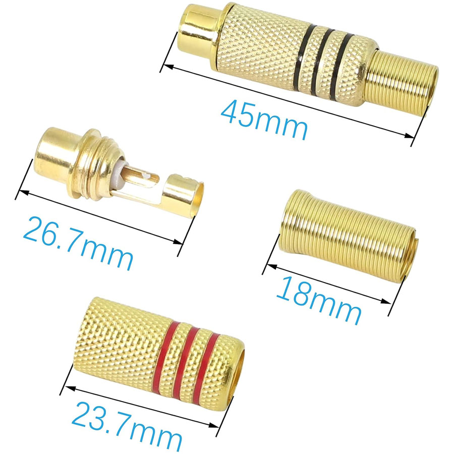 4PCS RCA Plug Gold Plated Sold - Home Cinema Hall review and price